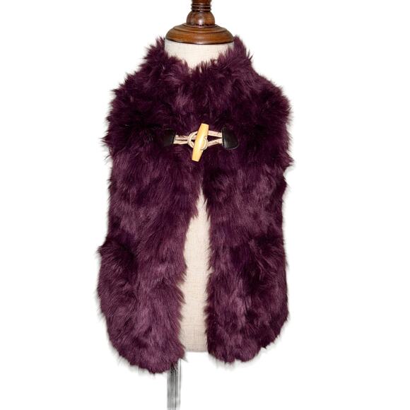 Matilda Jane Girls Vest 12-18‎ Months Burgundy Furry Vest Floral Lined - Picture 1 of 6